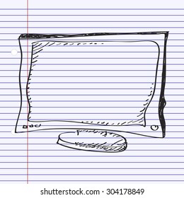 Simple hand drawn doodle of a television