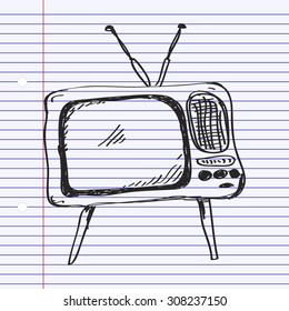 Simple hand drawn doodle of a television