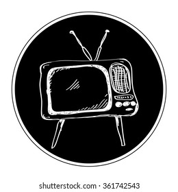 Simple hand drawn doodle of a television