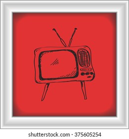 Simple hand drawn doodle of a television