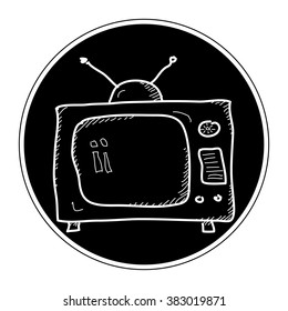 Simple hand drawn doodle of a television