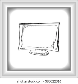 Simple hand drawn doodle of a television