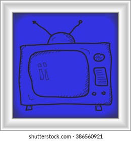 Simple hand drawn doodle of a television