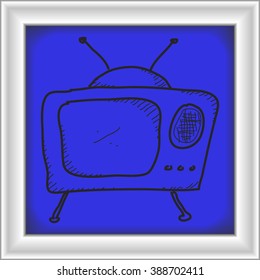 Simple hand drawn doodle of a television