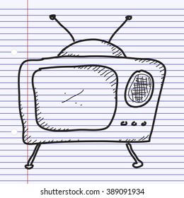 Simple hand drawn doodle of a television