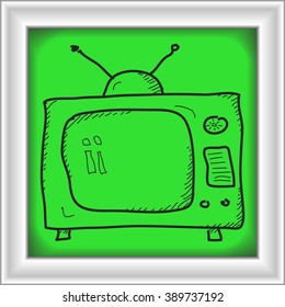 Simple hand drawn doodle of a television