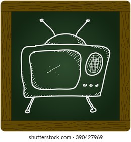 Simple hand drawn doodle of a television