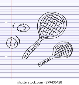 Simple hand drawn doodle of a tennis racket