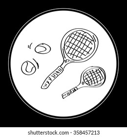 Simple hand drawn doodle of a tennis racket