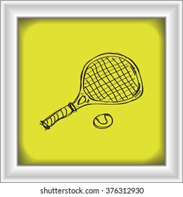 Simple hand drawn doodle of a tennis racket