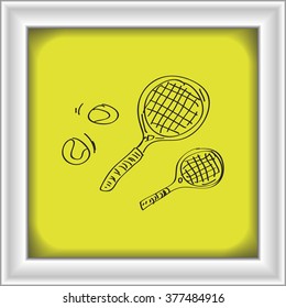 Simple hand drawn doodle of a tennis racket