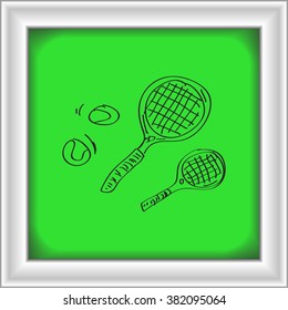 Simple hand drawn doodle of a tennis racket