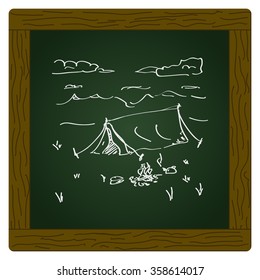 Simple hand drawn doodle of a tent
