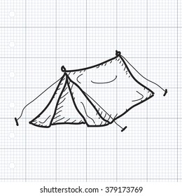 Simple hand drawn doodle of a tent