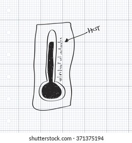 Simple hand drawn doodle of a thermometer