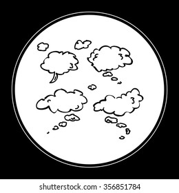 Simple hand drawn doodle of thought bubbles