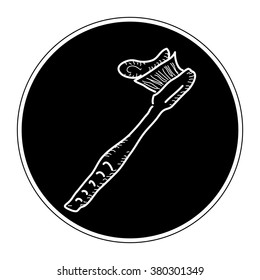 Simple hand drawn doodle of a toothbrush