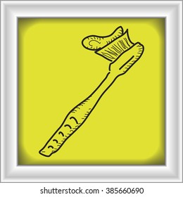 Simple hand drawn doodle of a toothbrush