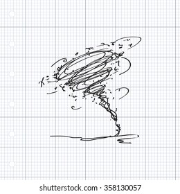Simple hand drawn doodle of a tornado
