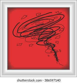 Simple hand drawn doodle of a tornado