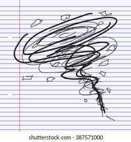 Simple hand drawn doodle of a tornado