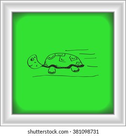 Simple hand drawn doodle of a tortoise