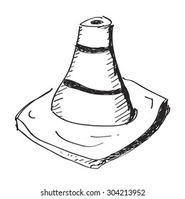Simple hand drawn doodle of a traffic cone