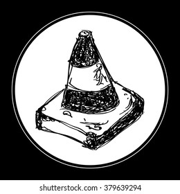 Simple hand drawn doodle of a traffic cone