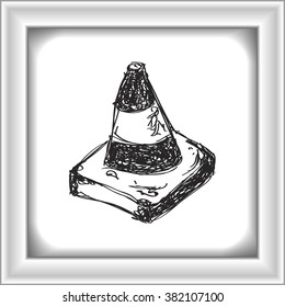 Simple hand drawn doodle of a traffic cone