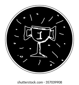 Simple hand drawn doodle of a trophy