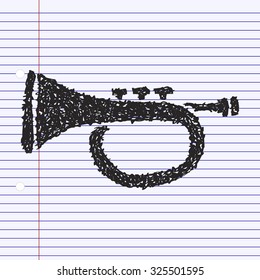Simple hand drawn doodle of a trumpet