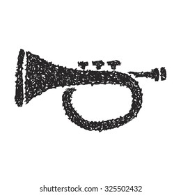 Simple hand drawn doodle of a trumpet