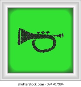 Simple hand drawn doodle of a trumpet