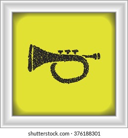 Simple hand drawn doodle of a trumpet