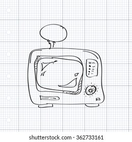 Simple hand drawn doodle of a TV