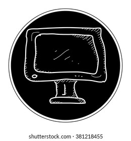 Simple hand drawn doodle of a tv screen