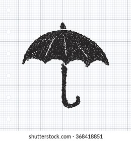Simple hand drawn doodle of an umbrella
