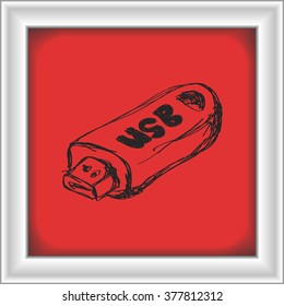 Simple hand drawn doodle of a usb stick