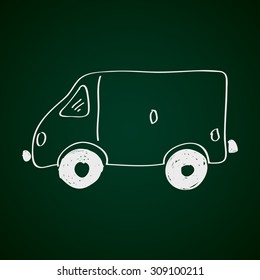 Simple hand drawn doodle of a van