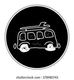 Simple hand drawn doodle of a van