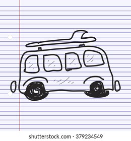 Simple hand drawn doodle of a van