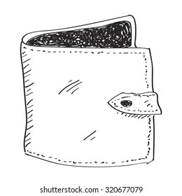 Simple hand drawn doodle of a wallet