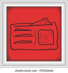 Simple hand drawn doodle of a wallet
