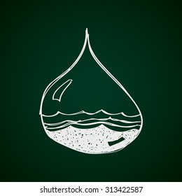 Simple hand drawn doodle of a water drop