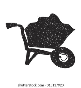 Simple hand drawn doodle of a wheelbarrow