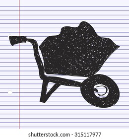 Simple hand drawn doodle of a wheelbarrow