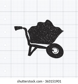 Simple hand drawn doodle of a wheelbarrow