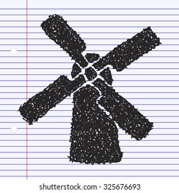 Simple hand drawn doodle of a windmill