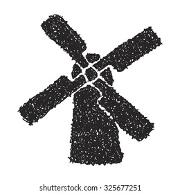 Simple hand drawn doodle of a windmill