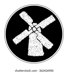 Simple hand drawn doodle of a windmill